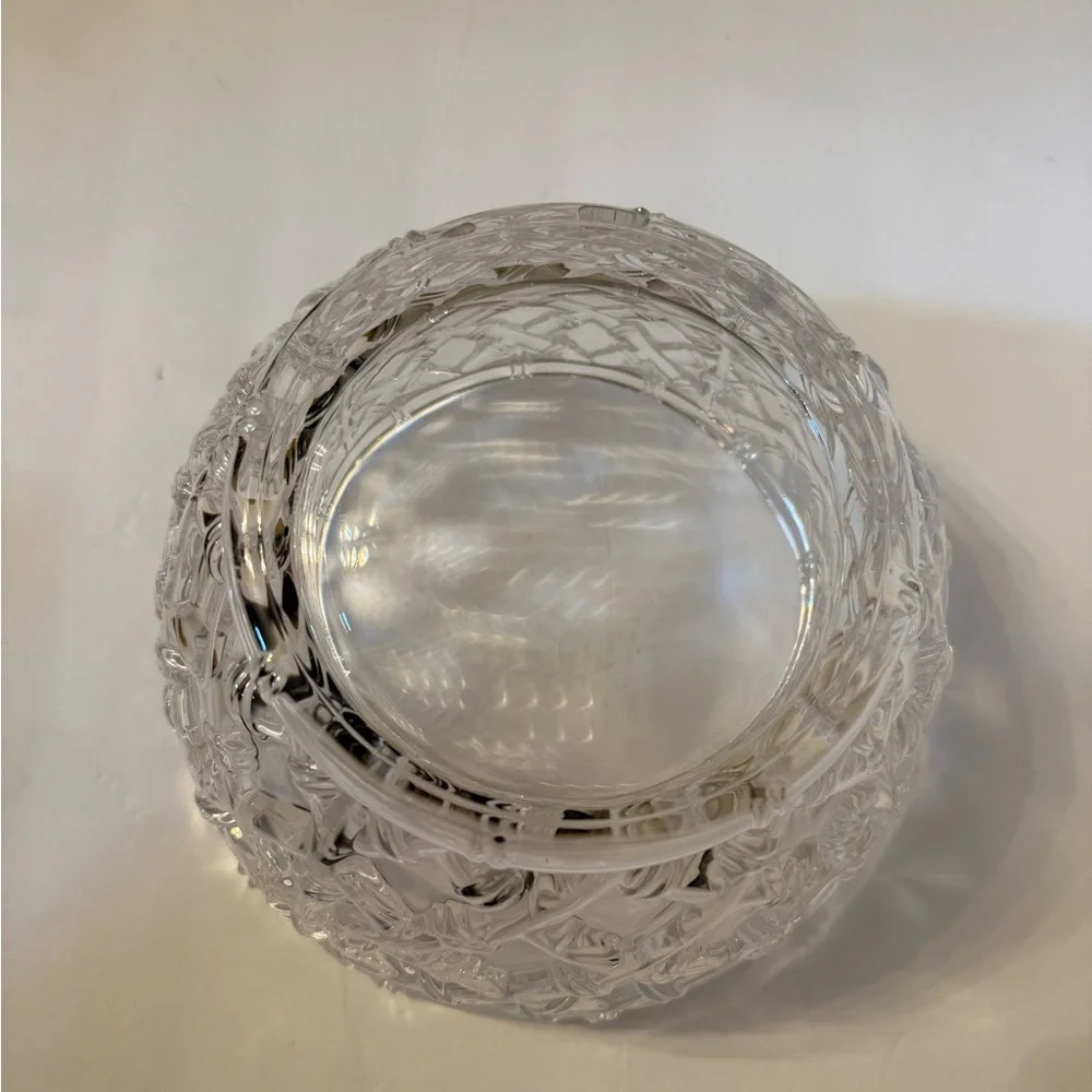TIFFANY & CO. BOWL CRYSTAL 9” BAMBOO LATTICE SIGNED DISCONTINUED VINTAGE